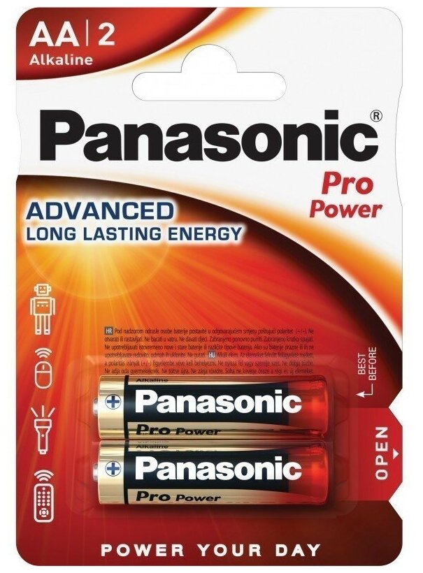 Батарейки Panasonic LR6XEG/2BP RU AA щелочные Pro Power в блистере 2шт