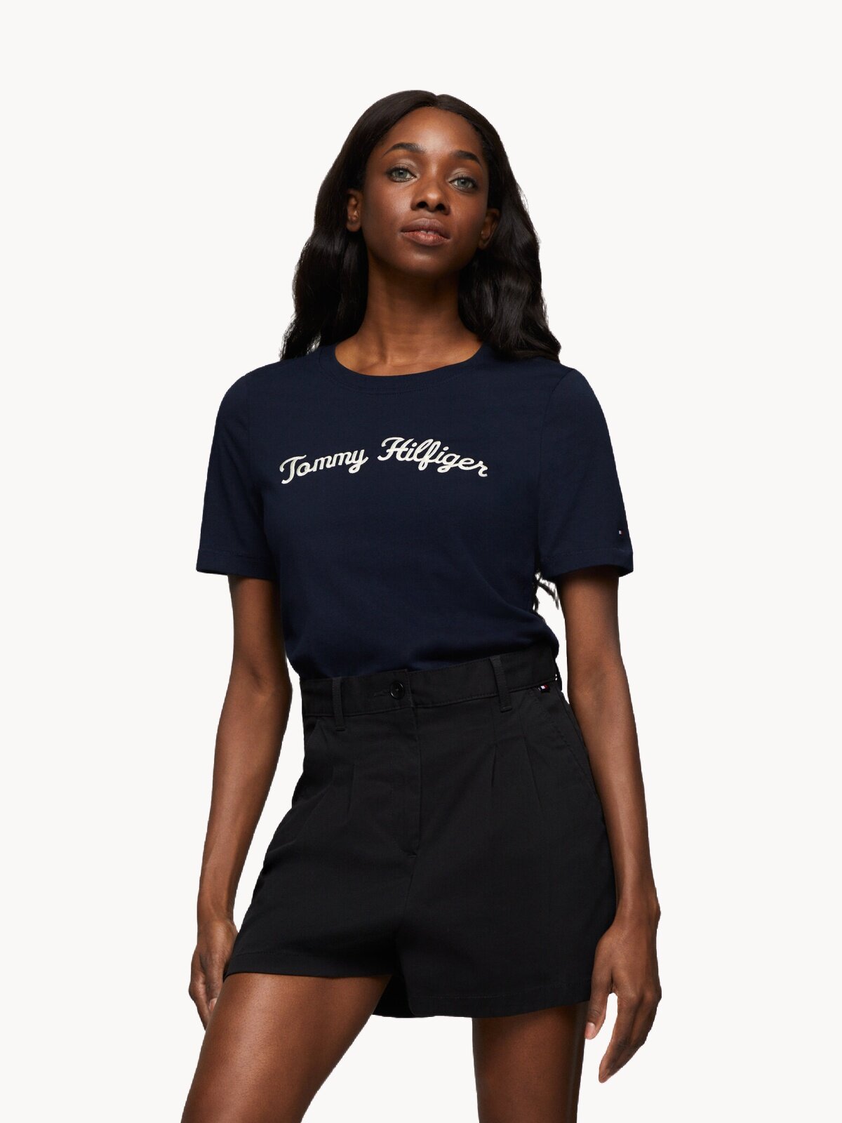 Футболка TOMMY HILFIGER Script Logo Embroidery, размер XS, темно-синий