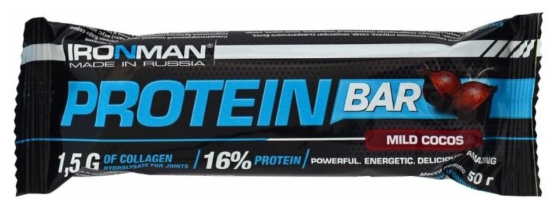 Батончик Protein Bar с коллагеном, кокос, тёмная глазурь, 50 г