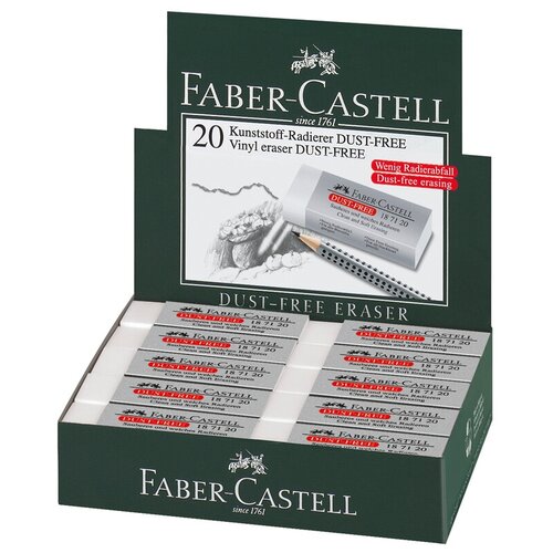 faber castell набор ластиков dust free 187219 30 шт синий розовый бирюзовый 30 Faber-Castell Набор ластиков Dust Free 187120, 20 шт белый 20