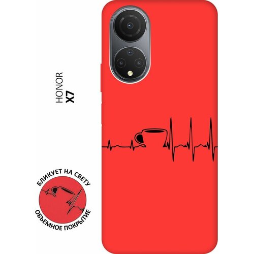 Матовый чехол Coffee Cardiogram для Honor X7 / Хонор Х7 с 3D эффектом красный матовый чехол heart для honor x7 хонор х7 с 3d эффектом красный