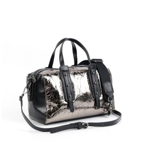 фото Женская кожаная сумка 2260 блек сильвер fuzi house