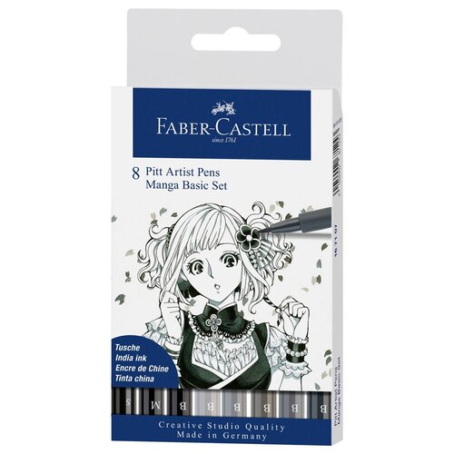 фото Набор капиллярных ручек faber-castell "pitt artist pen manga basic set" ассорти,8шт.,0,3/0,7мм/brush faber castell