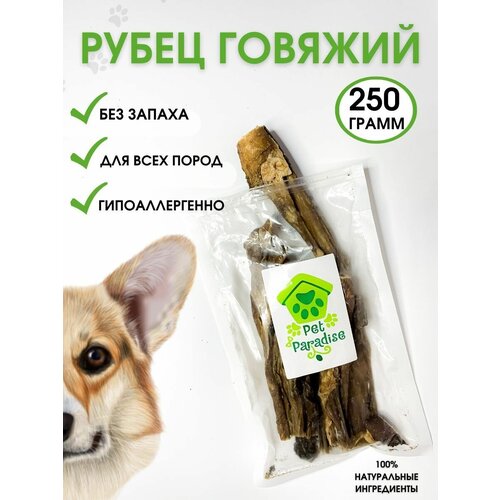 Рубец говяжий 250 грамм, лакомство для собак.  Pet Paradise