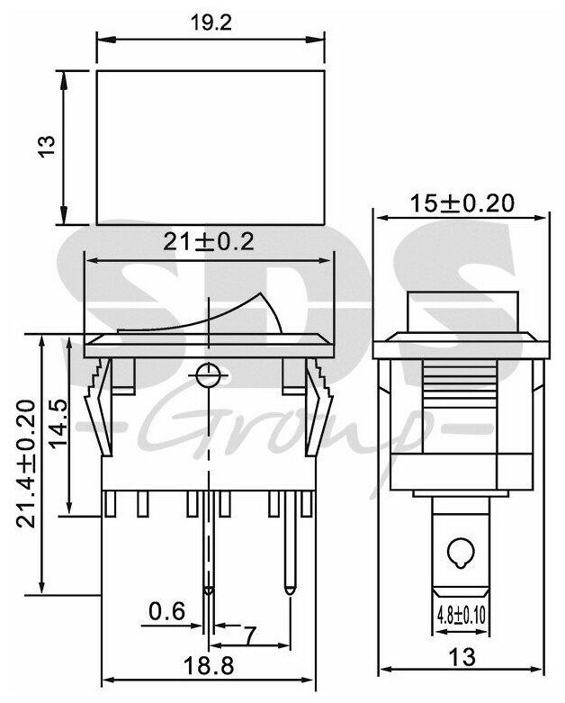 REXANT выключатель клавишный 250V 6А (2с) ON-OFF серый Mini (RWB-201, SC-768) - фотография № 3