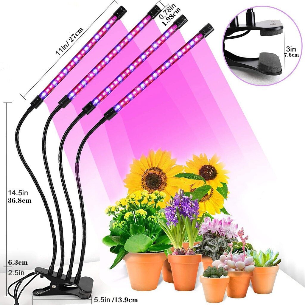 Фитолампа для растений 3 режима свечения / 3 светодиодных светильника для растений / фитосветильник на прищепке / фито лампа для рассады