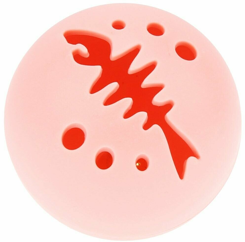 Игрушка для кошки "Мяч-рыбья кость" д4,7см h4,7см, пластик, с бубенчиком, светящаяся, в коробке, цвета в ассортименте: белый, серый, розовый (Китай) - фотография № 1