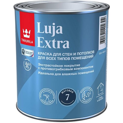 Краска моющаяся Tikkurila Luja Extra матовая база А белая 0,9 л