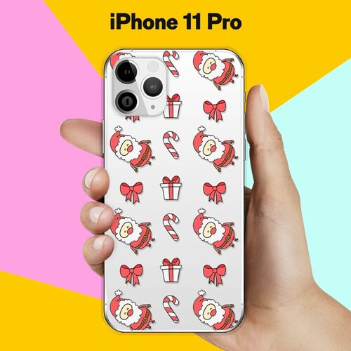 Силиконовый чехол новогодний Санта на Apple iPhone 11 Pro силиконовый чехол новогодний ёлка кот на apple iphone 11