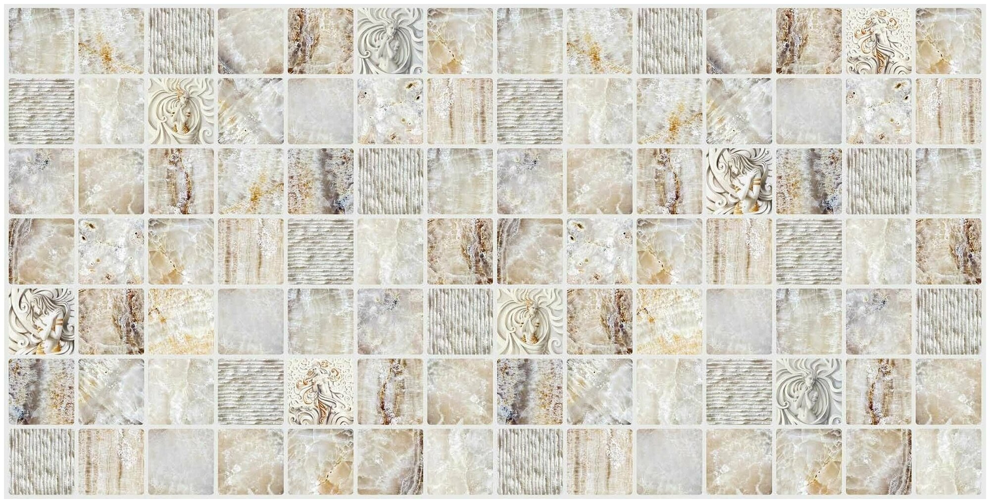 Панель ПВХ "Мрамор венецианский" мозайка 955х480 в количестве 10 штук (4,58м2)
