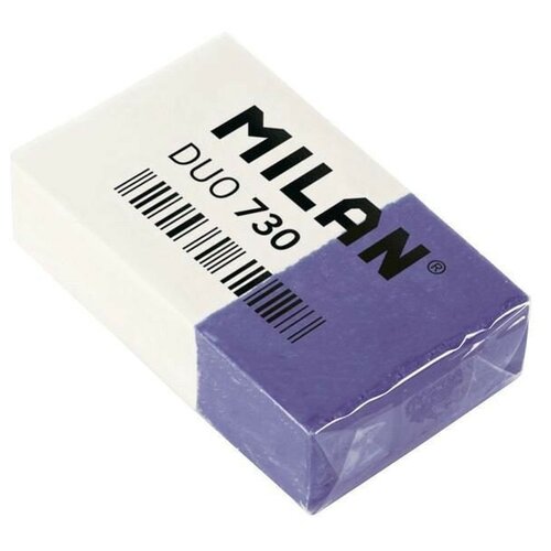 MILAN Ластик Nata Duo 730 белый/синий 1 ластик milan technic 630 пластиковый белый 39х19х9 мм 973216