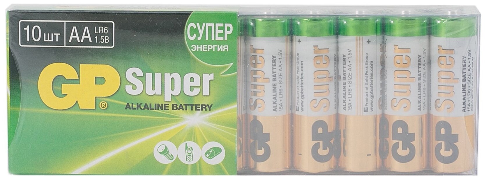 Батарейки AA LR6 10 шт GP SUPER 15A-2CRB10