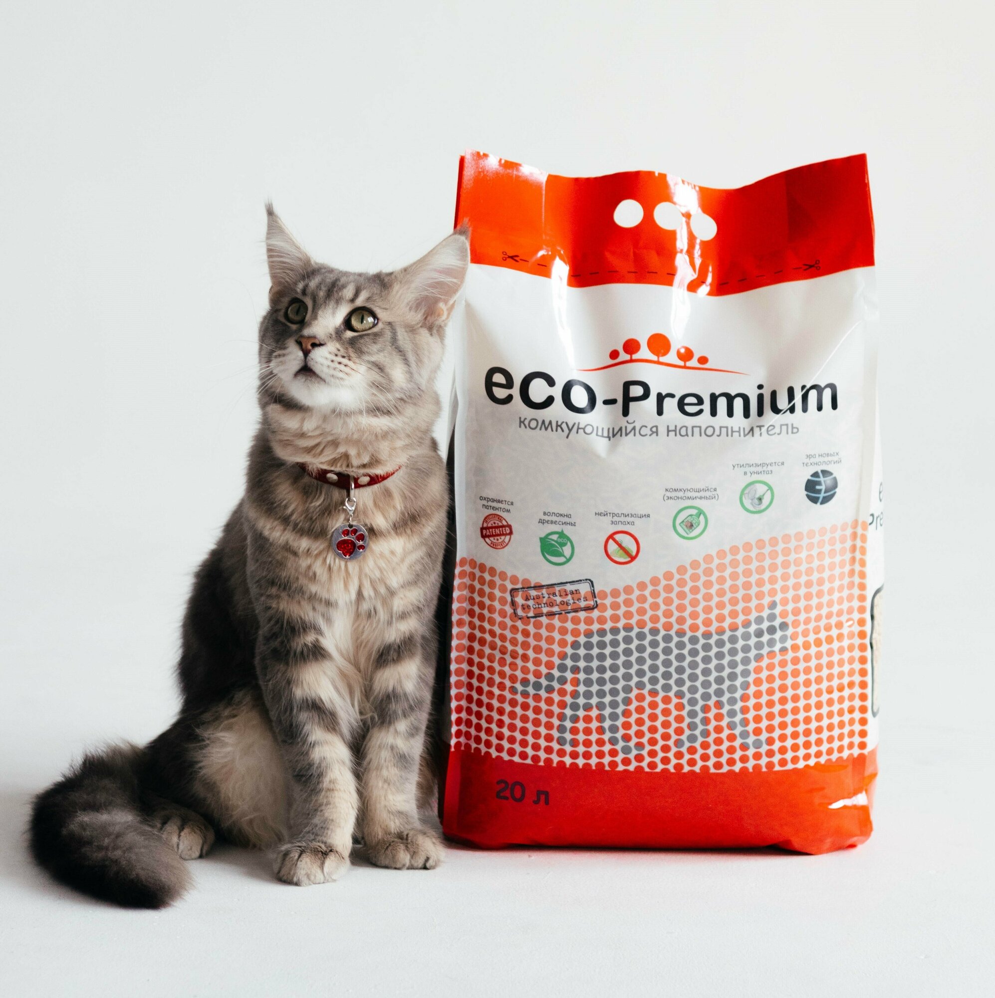 Наполнитель для кошачьего туалета ECO Premium Blue без запаха древесный комкующийся 55л - фото №20