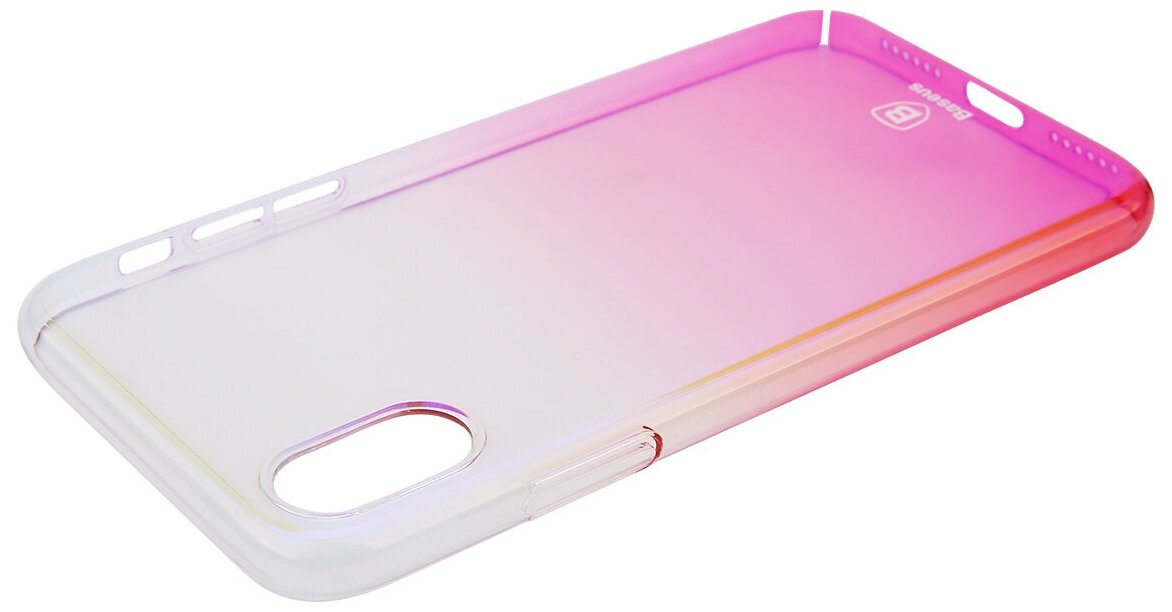 Чехол Baseus Glaze Case For iPX Transparent pink