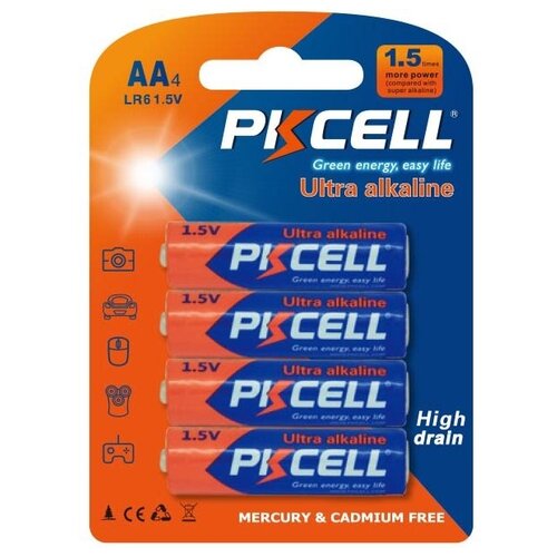 Батарейка PKCELL Ultra Digital Alkaline AA/LR6, в упаковке: 4 шт. pkcell ultra digital alkaline c lr14 в упаковке 2 шт