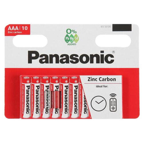 Батарейка Panasonic Zinc Carbon AAA/R03, в упаковке: 10 шт.