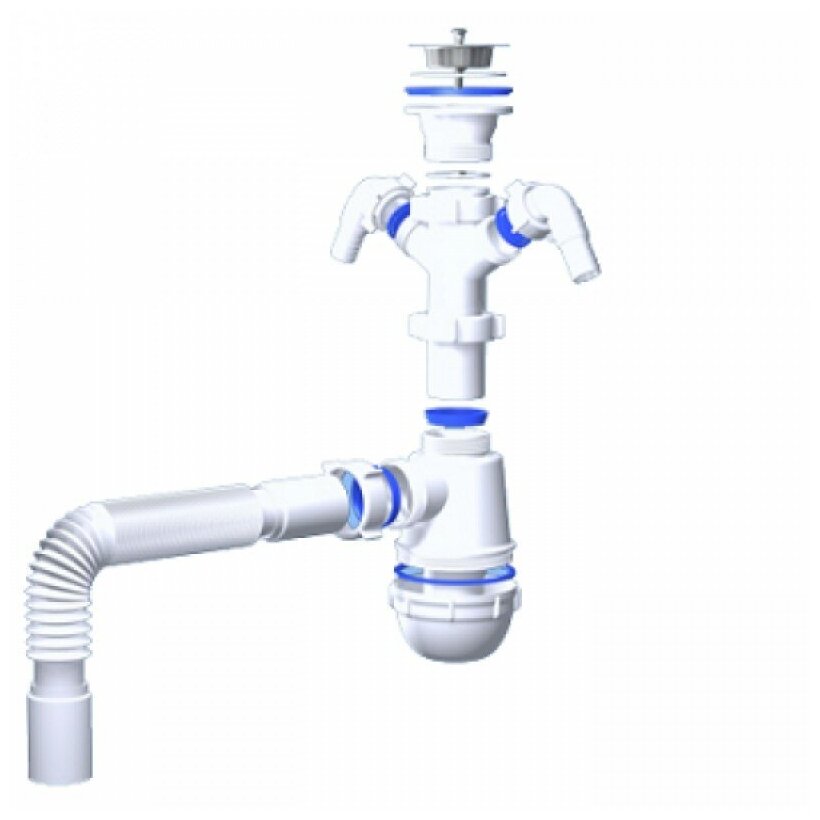 Бутылочный сифон для мойки для стиральной машины для раковины для посудомоечной машины АНИ Пласт А1115