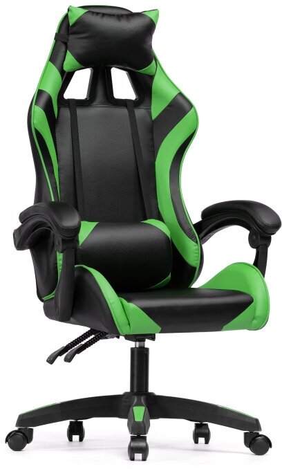 Игровое кресло KAPIOVI SADOR, черная экокожа, зеленые вставки