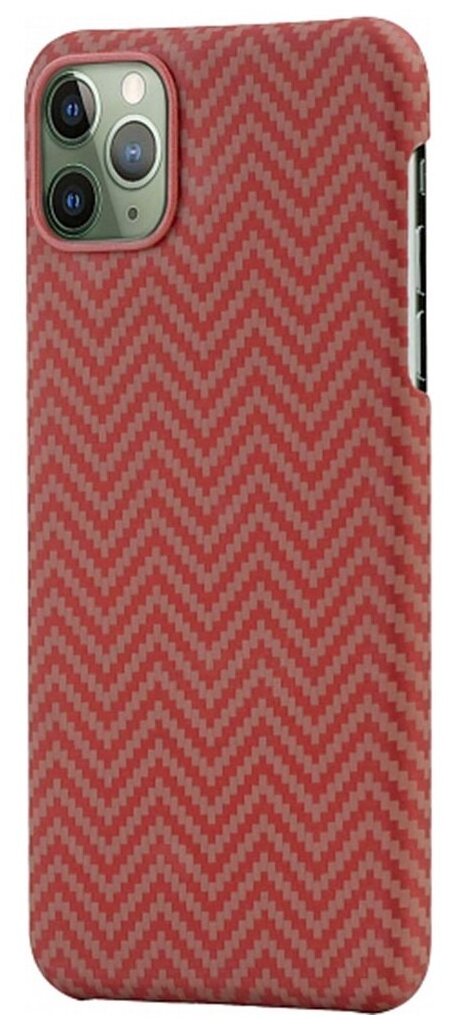 Чехол PITAKA MagEZ Case для iPhone 11 Pro Max красный карбон ёлочка Herringbone (KI1107M)