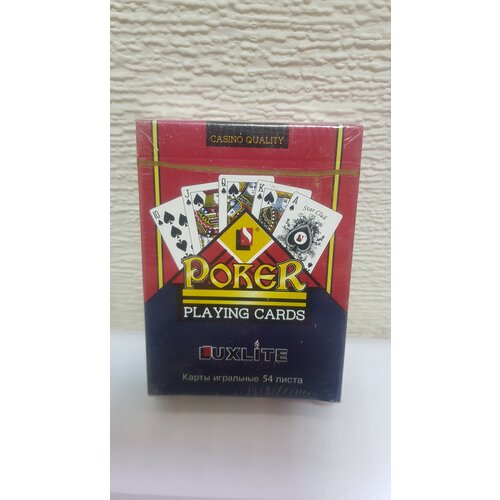 Карты игральные Poker Luxlite с пластиковым покрытием, 54шт синие карты modiano texas poker фиолетовая рубашка 54шт 100% пластик