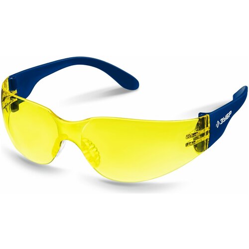 Облегченные желтые защитные очки ЗУБР барьер линза устойчивая к царапинам и запотеванию, открытого типа (110488)