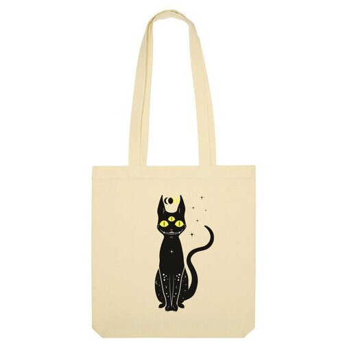 Сумка шоппер Us Basic, бежевый сумка чёрный кот ярко синий