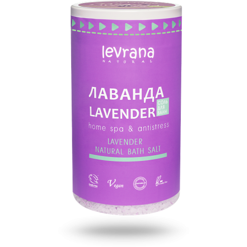 Соль для ванн с цветками и маслом лаванды, 800 г, Levrana