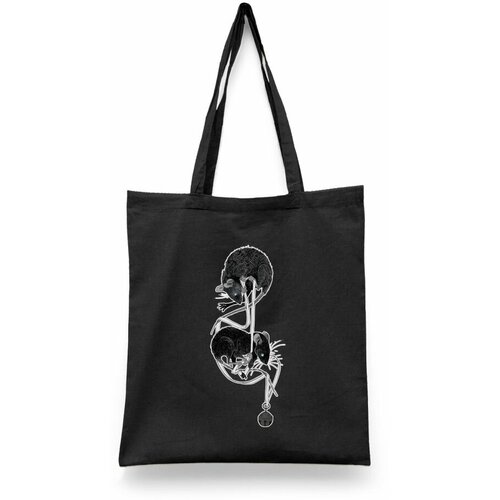 фото Сумка-шоппер унисекс каждому своё "мышь/крыса/mouse/rat" черная