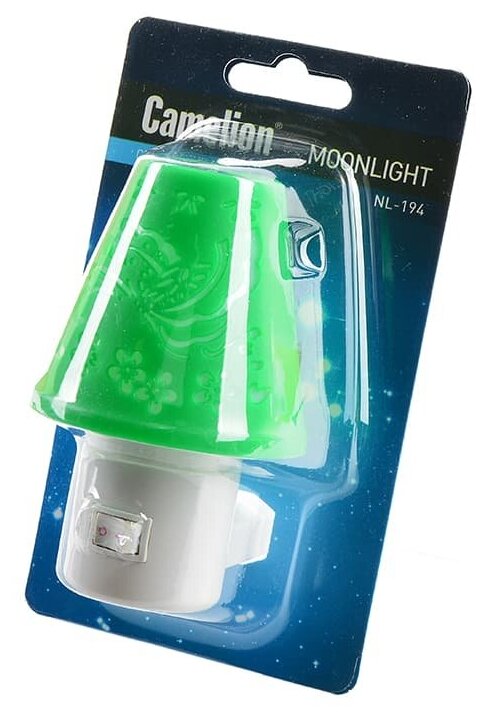 Ночник Camelion NL-194 LED 220В зеленый с выключателем - фото №2