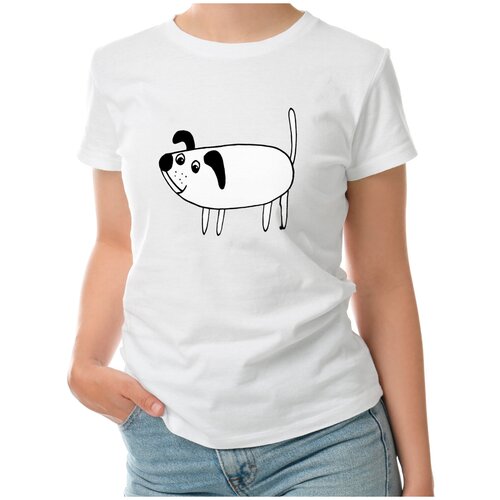 Женская футболка «собака» (L, белый)