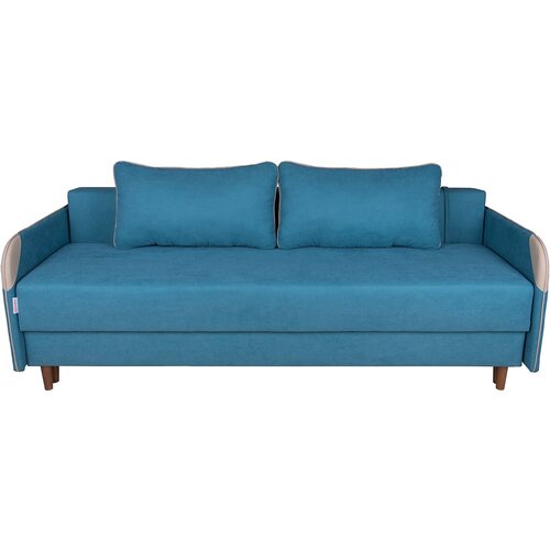 Диван еврокнижка «Журавлик Плюс», бирюзовый велюр, 203*82*50 см, с подлокотниками для гостиной