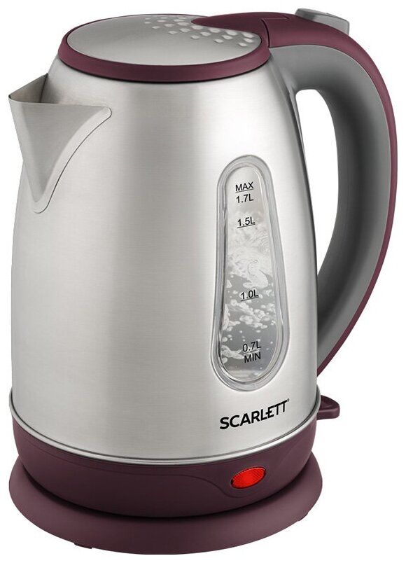 Чайник электрический Scarlett SC-EK21S89 1.7л. 2200Вт нержавеющая сталь/бордовый (корпус: нержавеюща