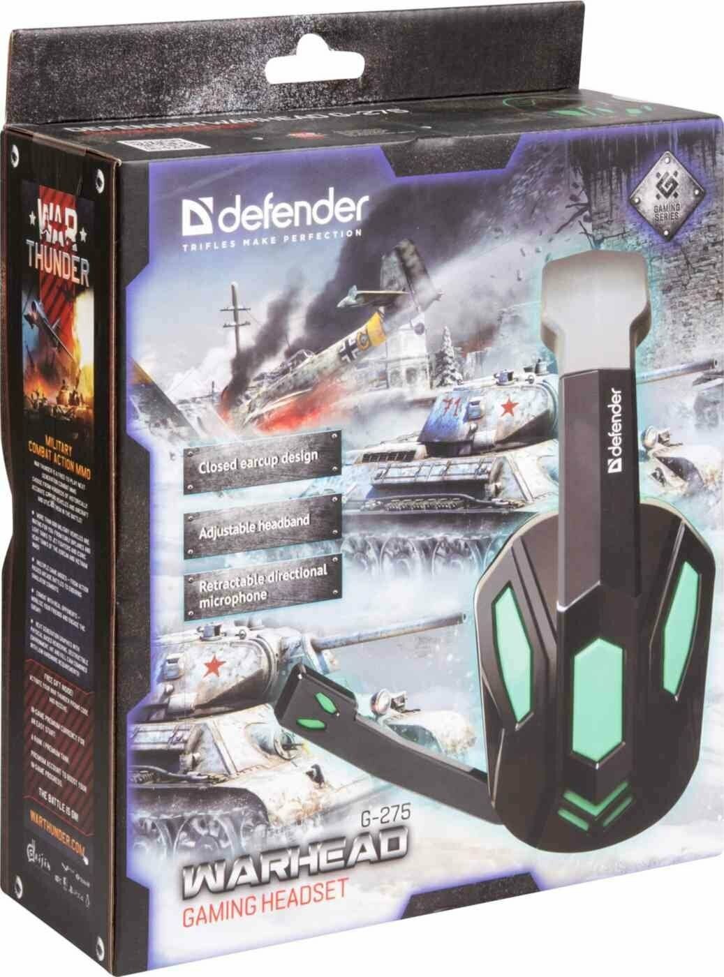 Компьютерная гарнитура Defender Warhead G-275, черный/зеленый - фотография № 17
