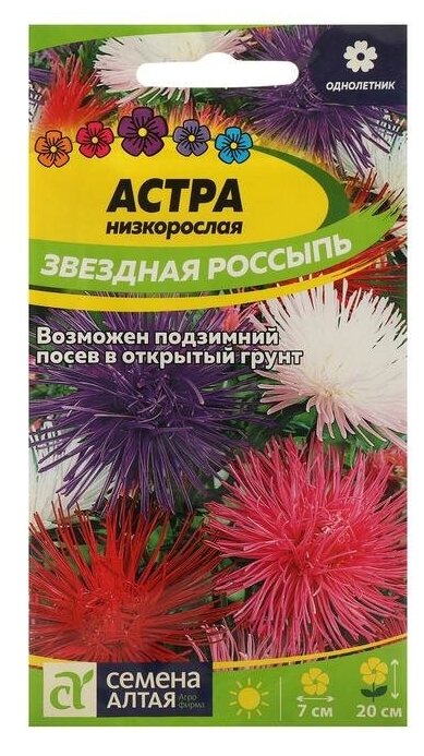 Семена цветов Астра "Звездная Россыпь", Сем. Алт, ц/п, 0,2 г