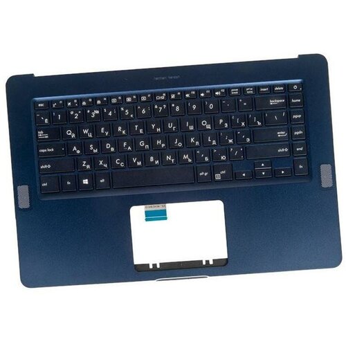 Клавиатура (keyboard) для ноутбука Asus UX550VE-1A с топкейсом, подсветкой, темно-синяя, металл UI раскладка, RU лазерная гравировка 90NB0ES1-R33UI0 клавиатура для ноутбука asus ux550ve 1a с топкейсом темно синяя с подсветкой