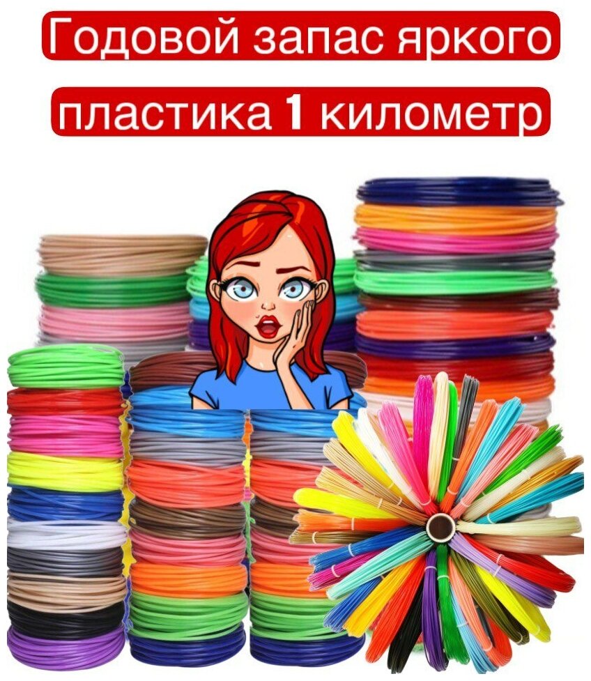 Набор пластика для 3д ручки один километр, 3d стержни для детской ручки, запасной пластик для 3D ручки, пластик