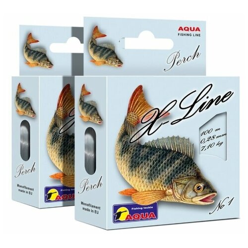 фото Леска aqua x-line perch (окунь) 0,28mm, набор 2шт. по 100m