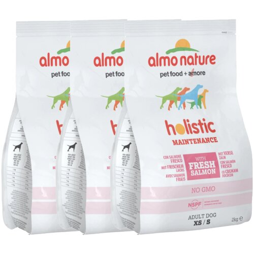 Сухой корм для собак Almo Nature Holistic, лосось 1 уп. х 3 шт. х 2 кг (для мелких пород) сухой корм для собак almo nature holistic лосось с рисом 1 уп х 1 шт х 12 кг для крупных пород