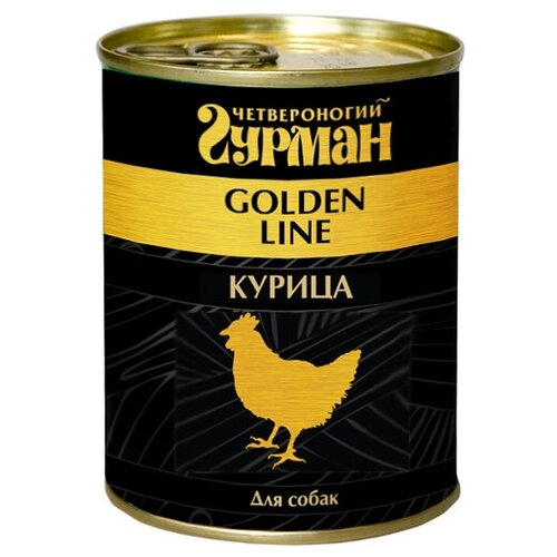 Влажный корм для собак Четвероногий Гурман Golden line Курица натуральная упаковка 6 шт х 340 г