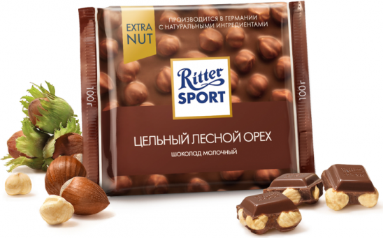 Шоколад Ritter Sport Extra Nut молочный "цельный лесной орех" 100 г