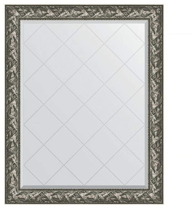 Зеркало с гравировкой поворотное Evoform Exclusive-G 99x124 см в багетной раме - византия серебро 99 мм (BY 4372)