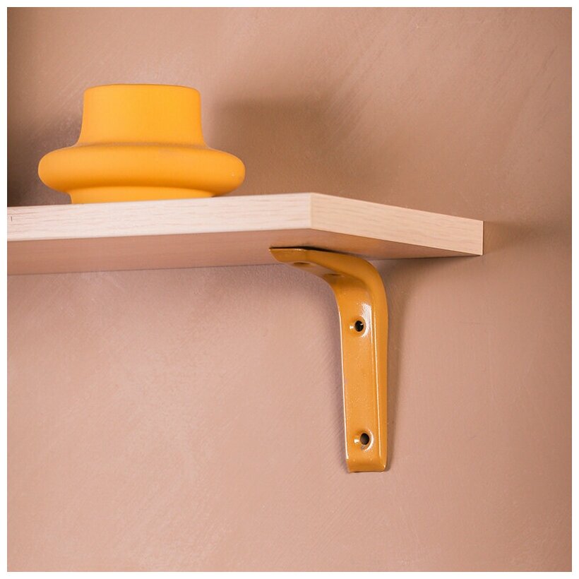 фото Кронштейны/Держатель/Крепежи/Уголки для полки Larvij 2 шт. "Кантиливер" /цвет золотой/ 8*10 см.