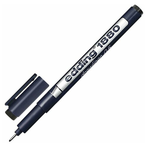 Купить Ручка капиллярная (линер) EDDING DRAWLINER 1880, черная, толщина письма 0.5 мм, водная основа, E-1880-0.5/1, черный