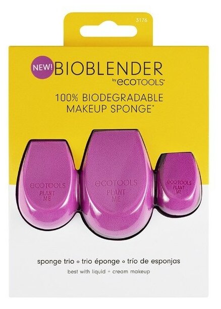 Набор биоразлагаемых спонжей для макияжа EcoTools Bioblender Makeup Sponge Trio, 3шт.