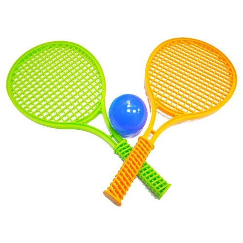 фото Игровой набор green plast большой теннис (нт001) зеленый/оранжевый/голубой