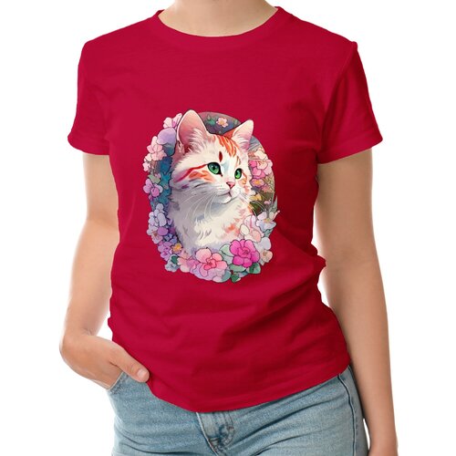 Женская футболка «Садовый котёнок» (2XL, белый)