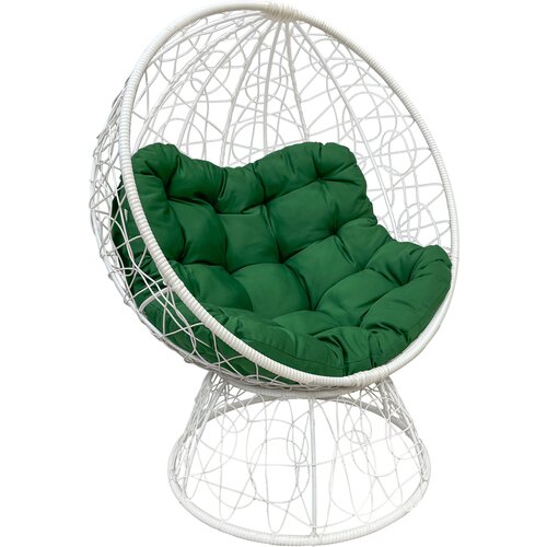 Кресло-кокон ореон стоячее белый (зеленая подушка, полиэстер)