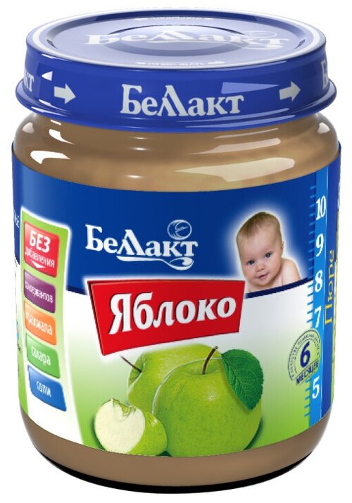 Пюре Беллакт Яблоко (с 4 месяцев) 100 г, 100 г, 12 шт.