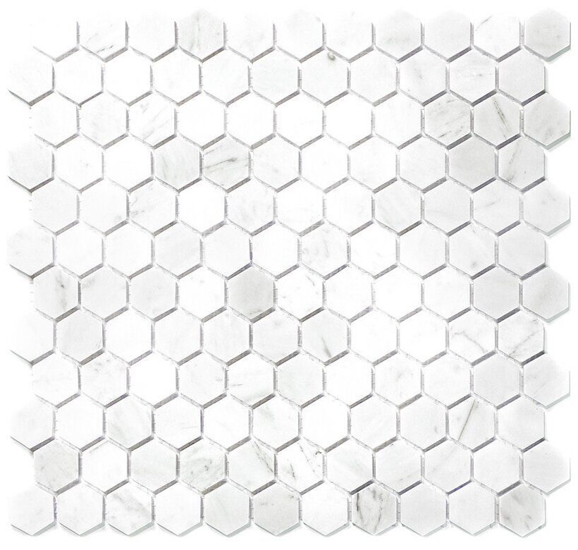 Мозаика Natural 7M088-DP-Carrara из глянцевого мрамора размер 28.5х29.5 см толщ. 7 мм площадь 0.084 м2 на сетке