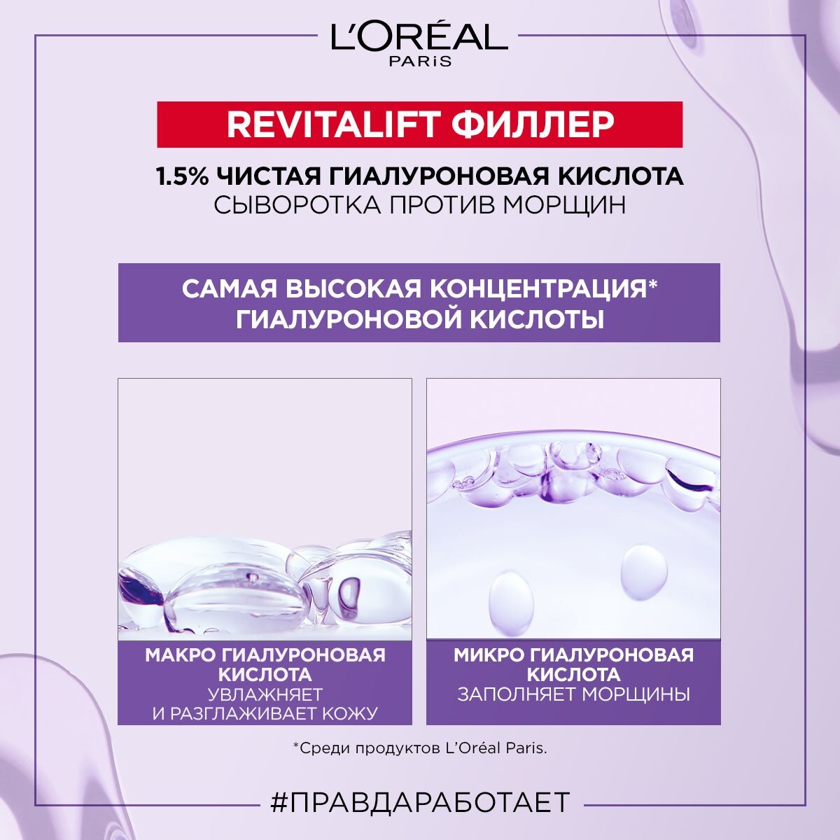 L'Oreal Paris Сыворотка Revitalift филлер для лица и шеи с 1,5% чистой гиалуроновой кислотой, 30 мл